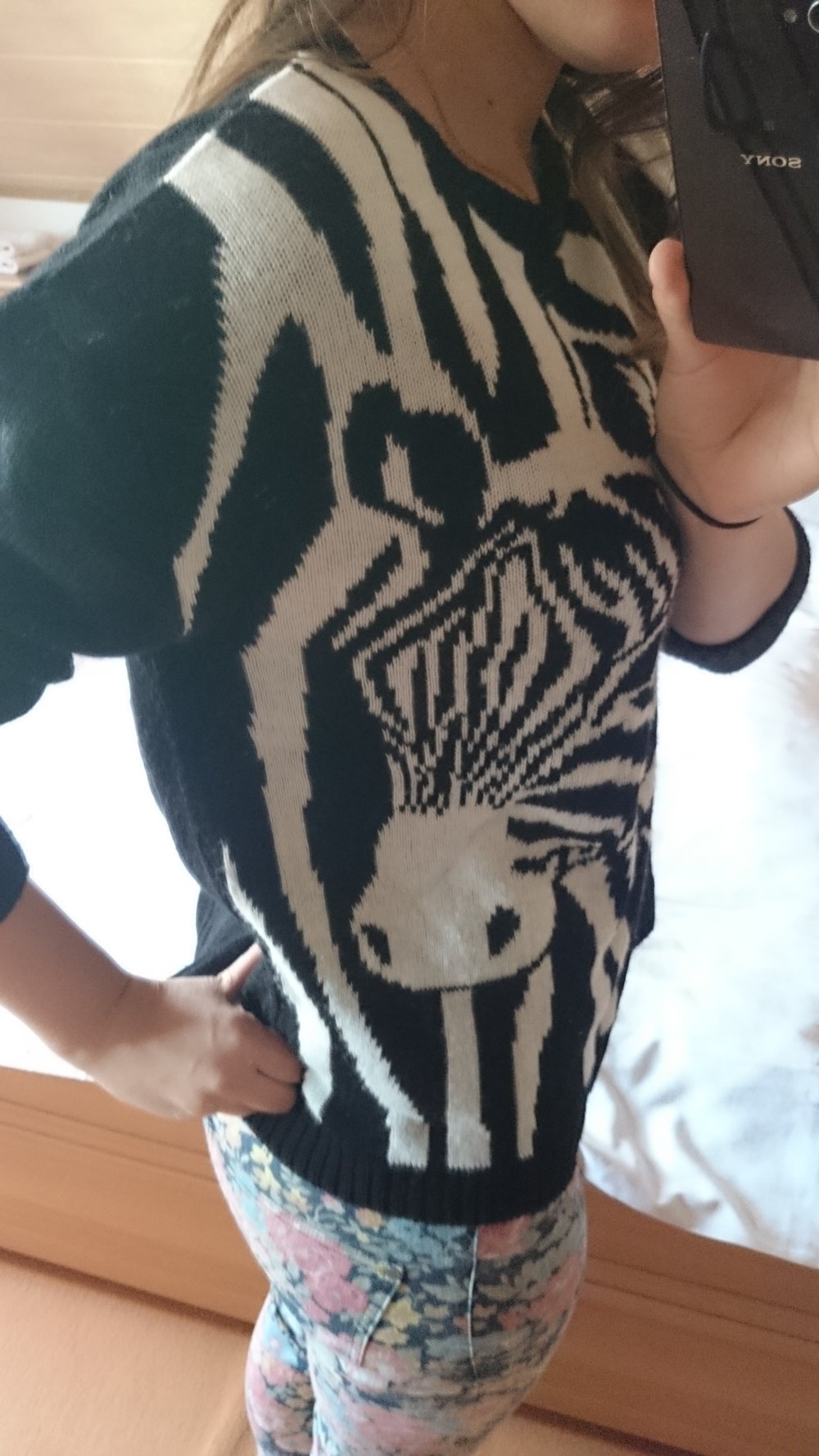 Primark Pullover Pulli schwarz weiß Zebrau 42 S M L Oversize