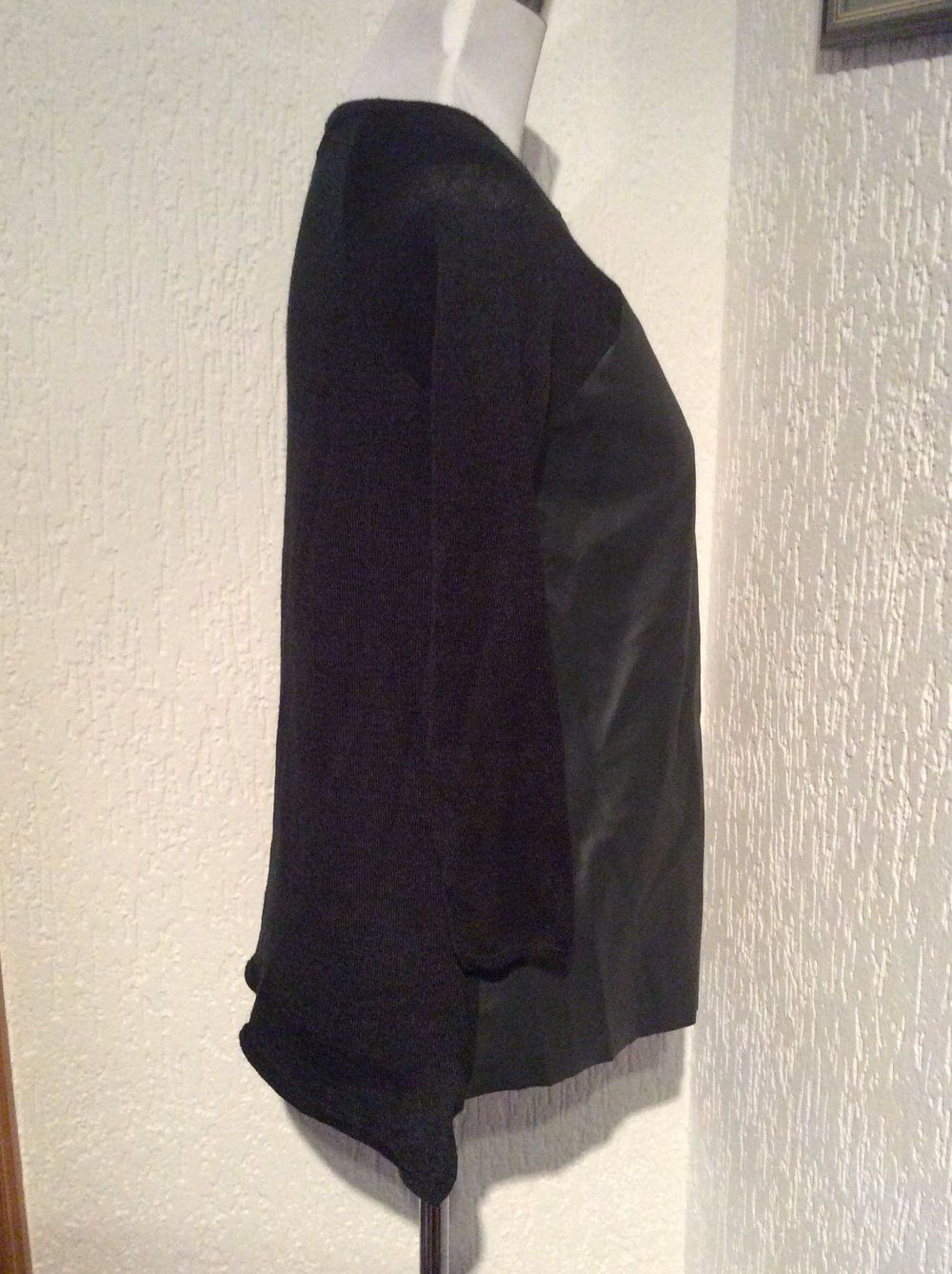 Zara Knit Pulli Pullover Größe S Kunstleder Feinstrick schwarz Khaki 