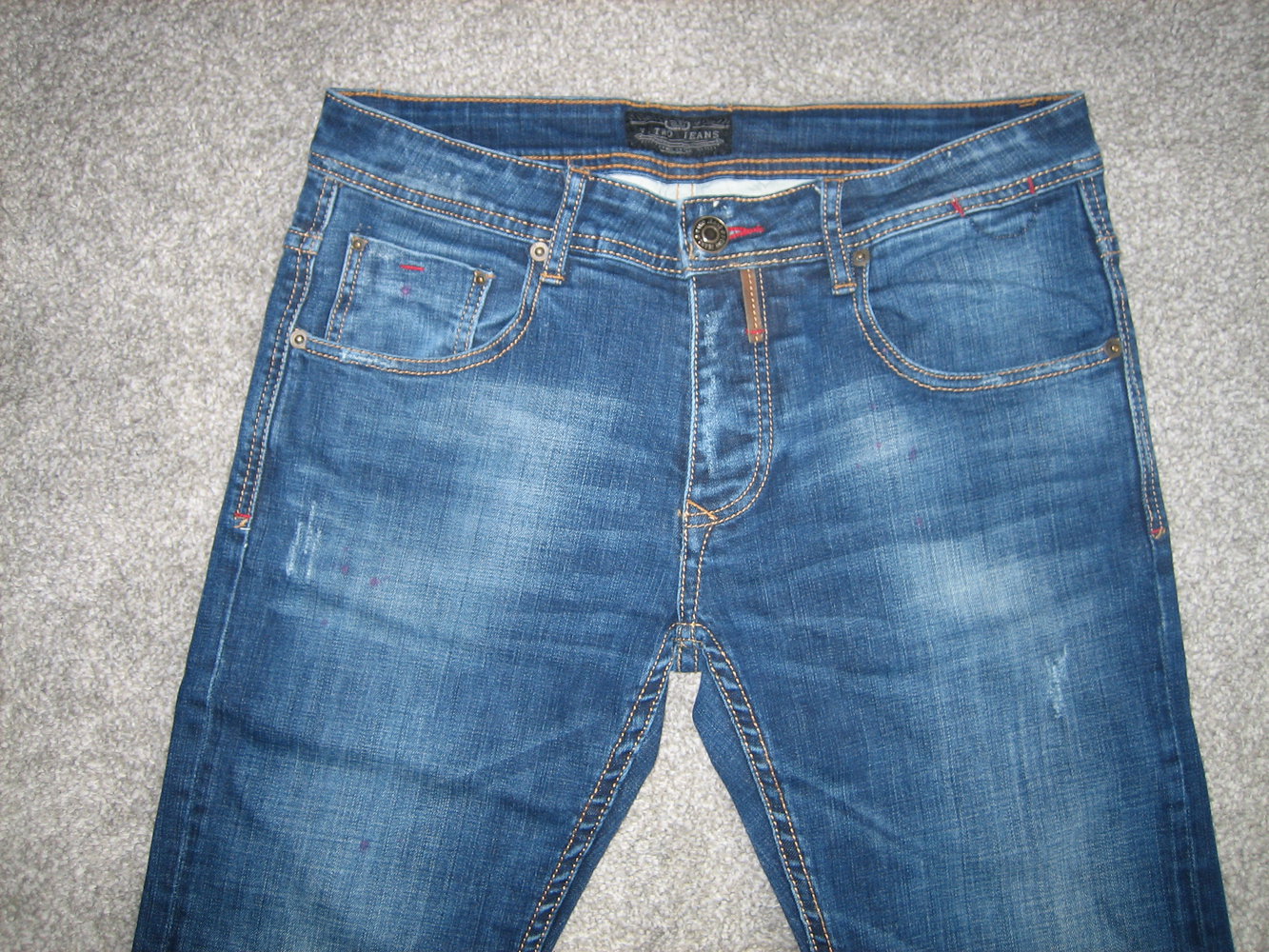 Superlässige, neuwertige Jeans Gr. 48 (s. Bemaßung!), schmale Form - starke Waschung!