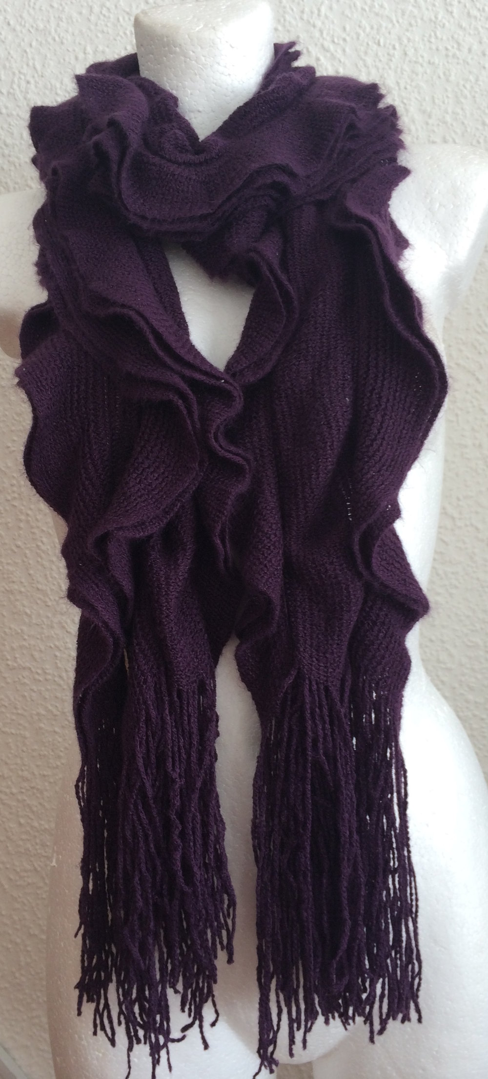 Schal, Lagenlook, Vario Volant Rüschen, Lila, Aubergine, 