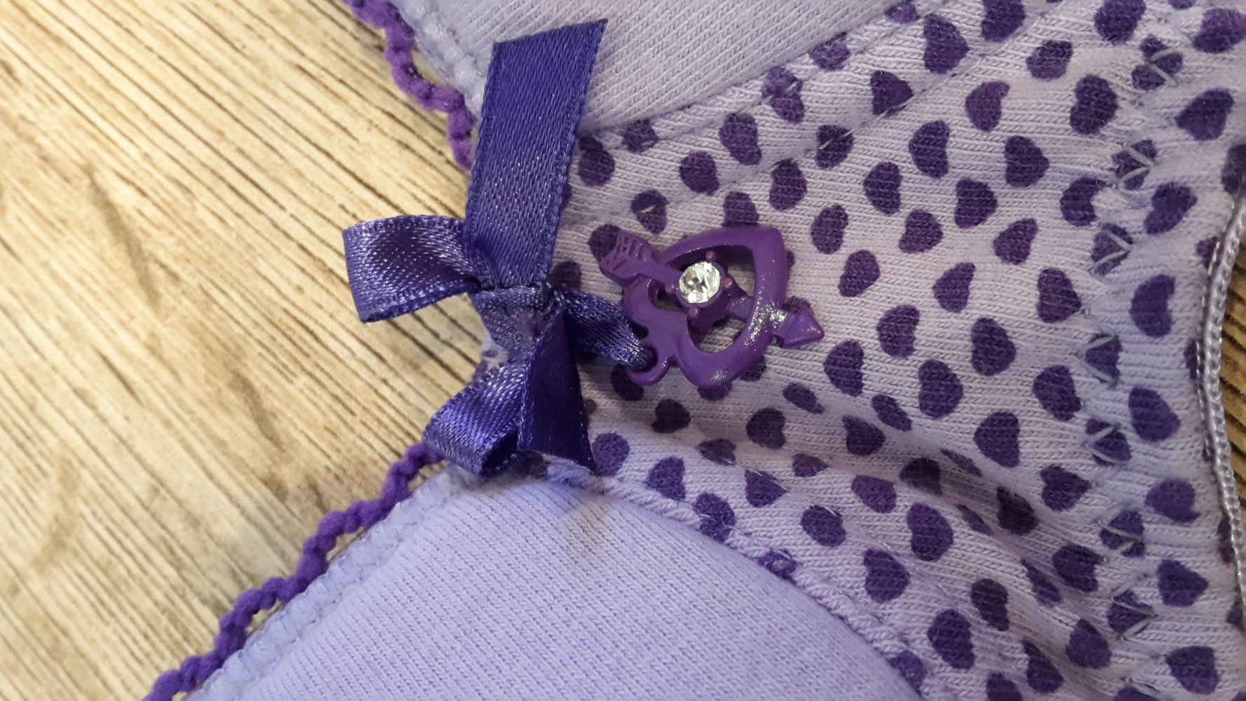 BH Gr. 70/A lila violett Punkte transparente Träger Herzchen Candy Girl