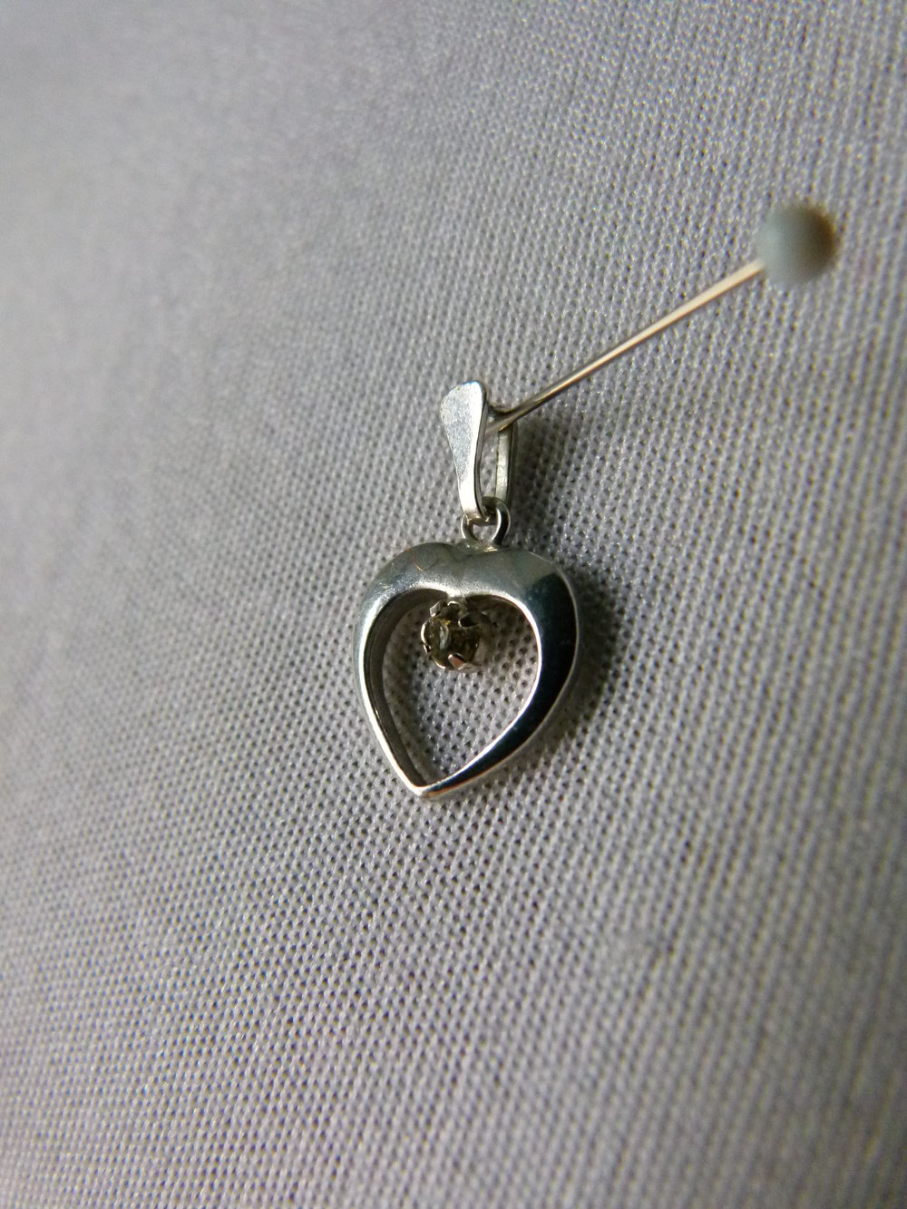 Kleiner Herz Anhänger, mit Strasssteinchen, 835er Echtsilber, Vintage Boho Mori