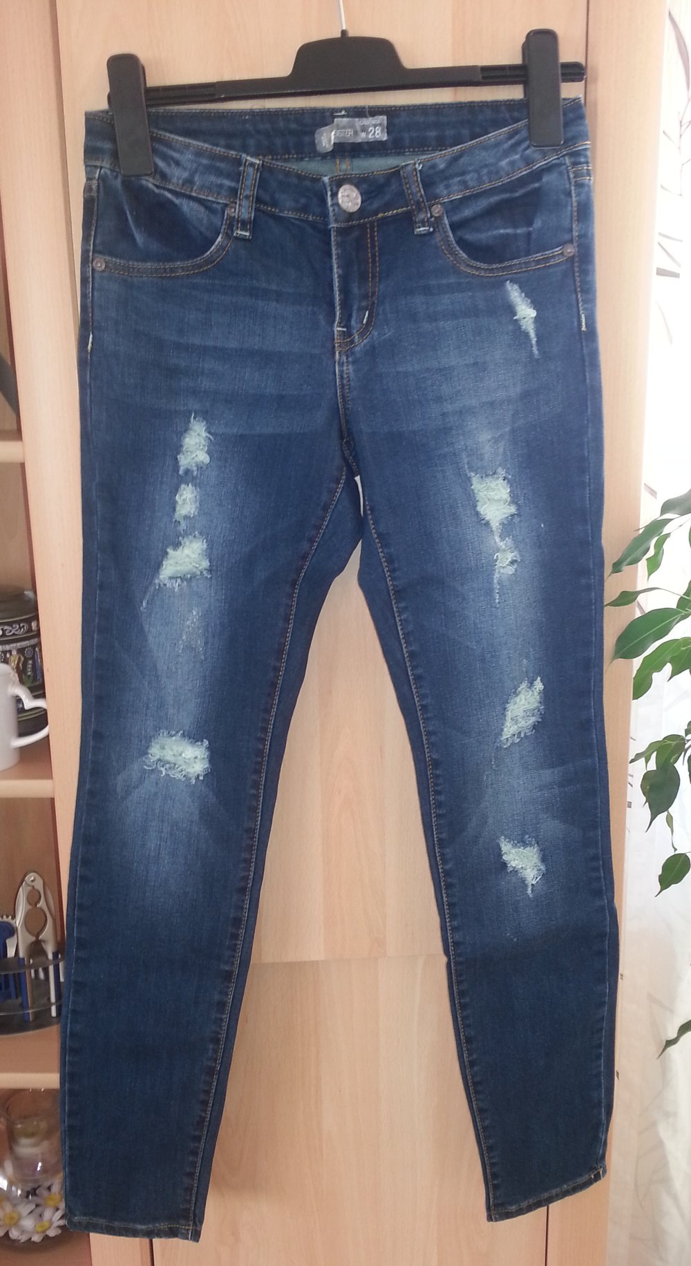 Used Jeans blau Destroyed Basic Skinny