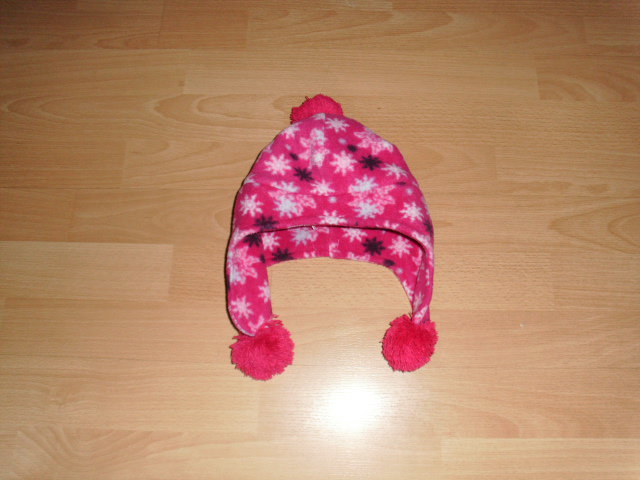 Fleecemütze von Topolino, pink mit Schneeflocken, KU50/52