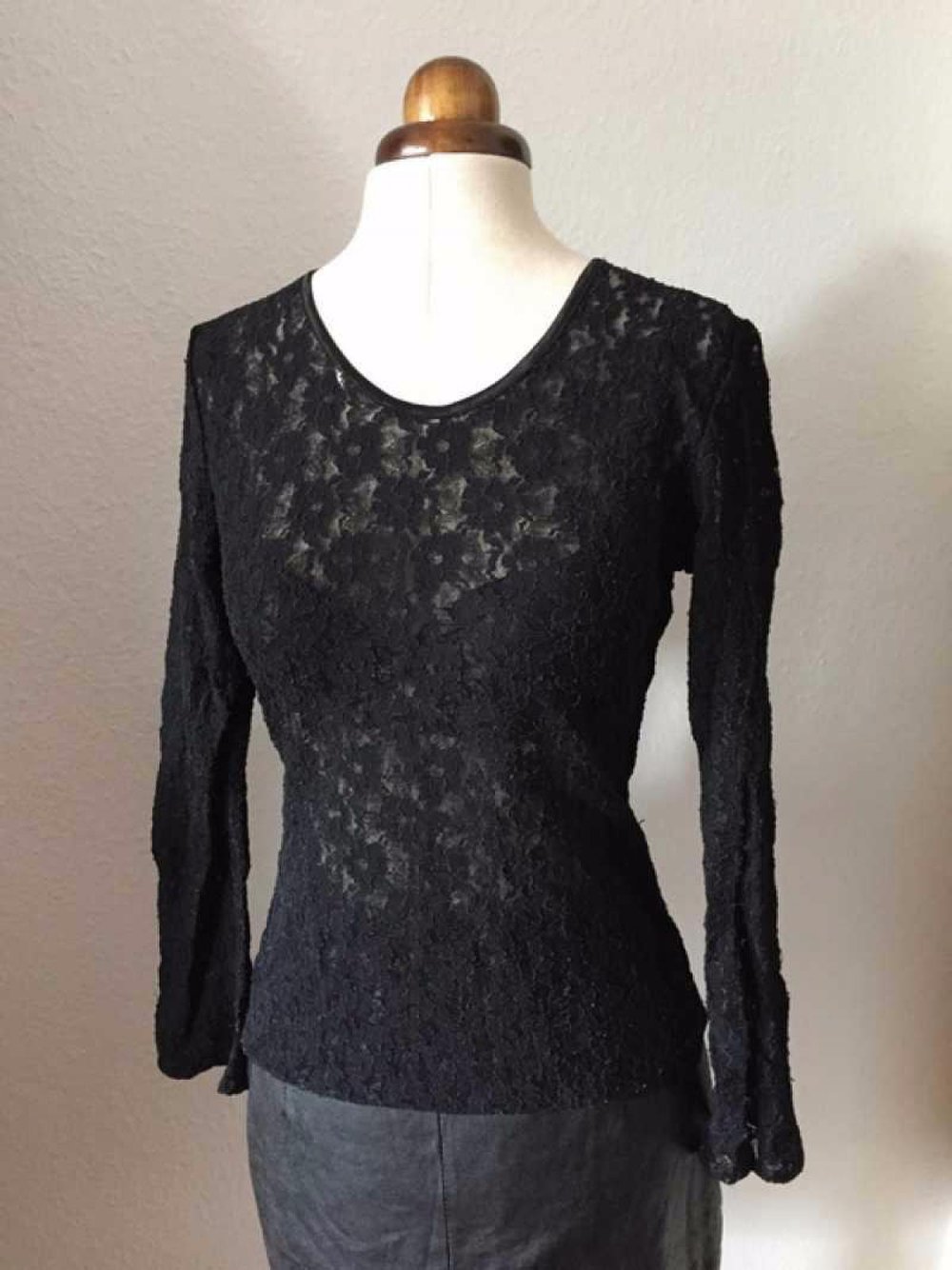 Schwarzes 90s 90er Spitzentop