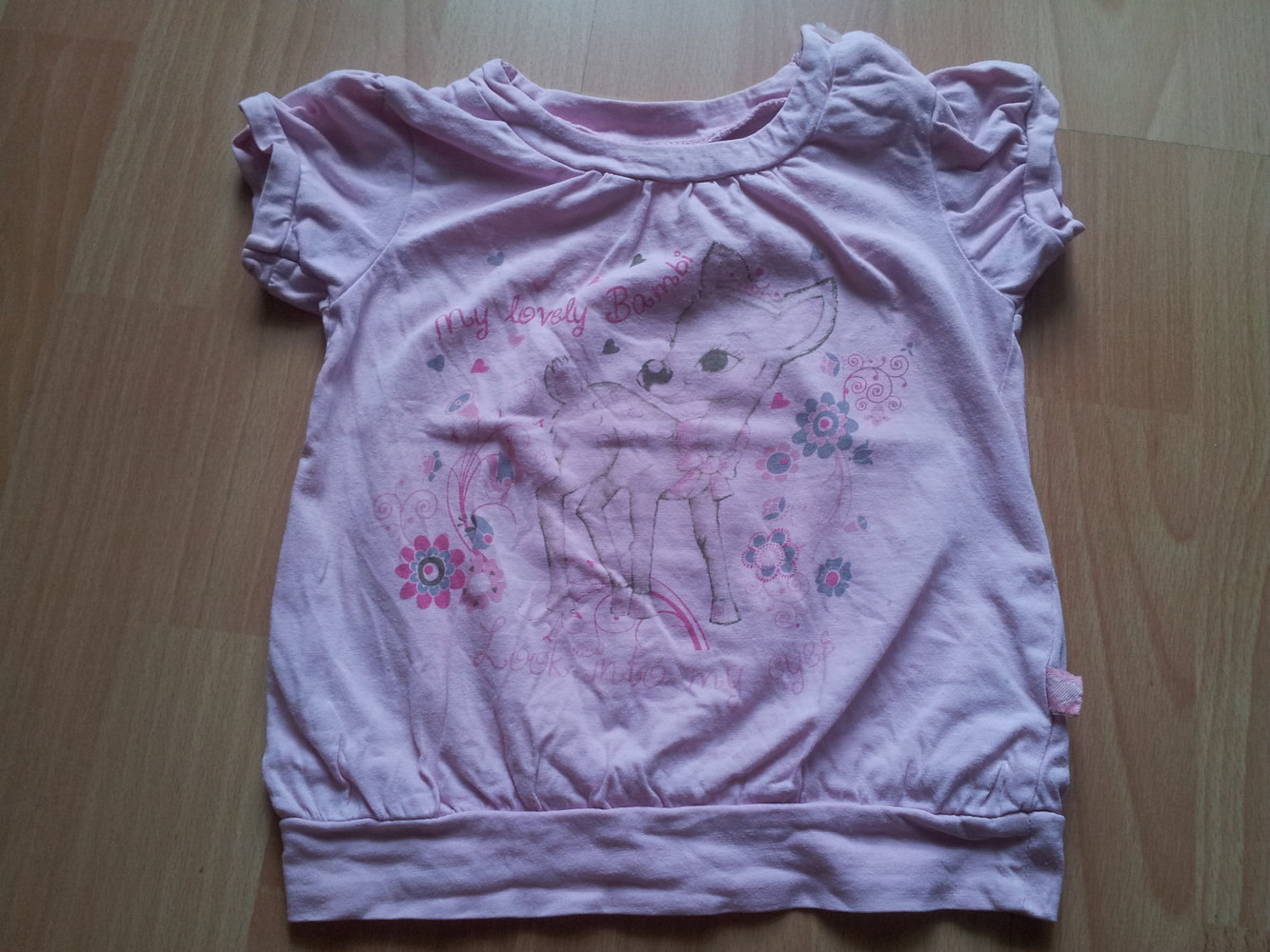 Shirt pink rosa Reh Bambi Blumen Gr. 86 