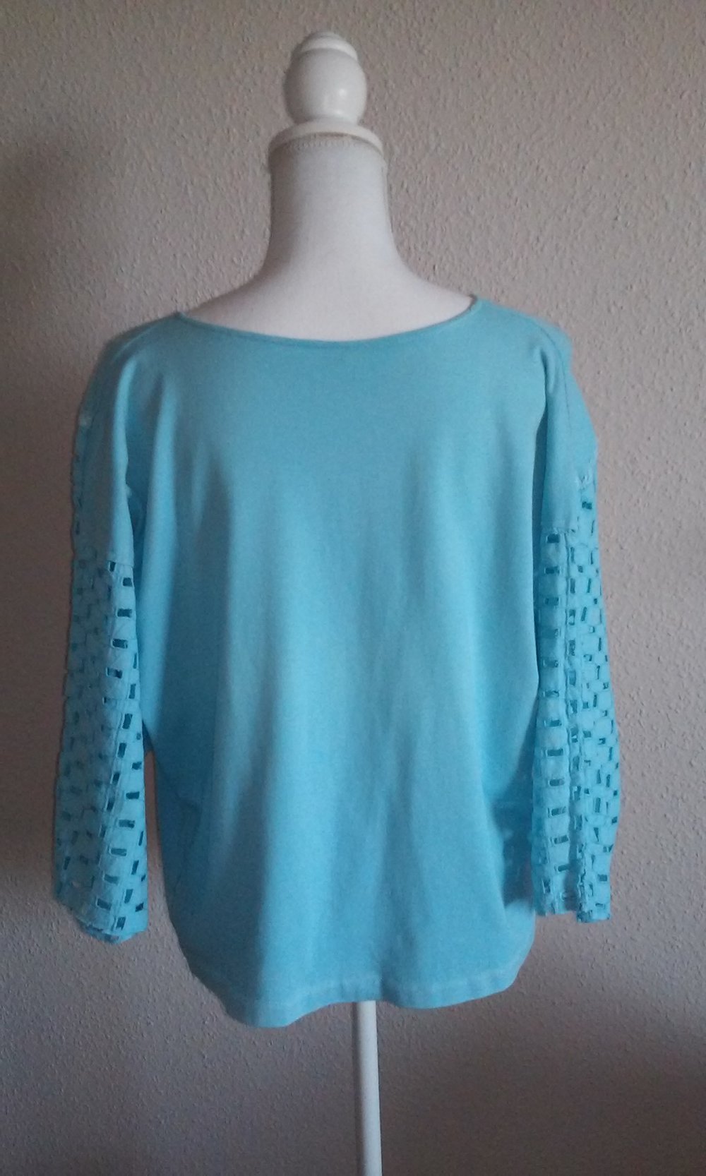 Baumwollshirt Shirt T-Shirt Pulli Sweatshirt Rundhalskragen Sommershirt Türkis