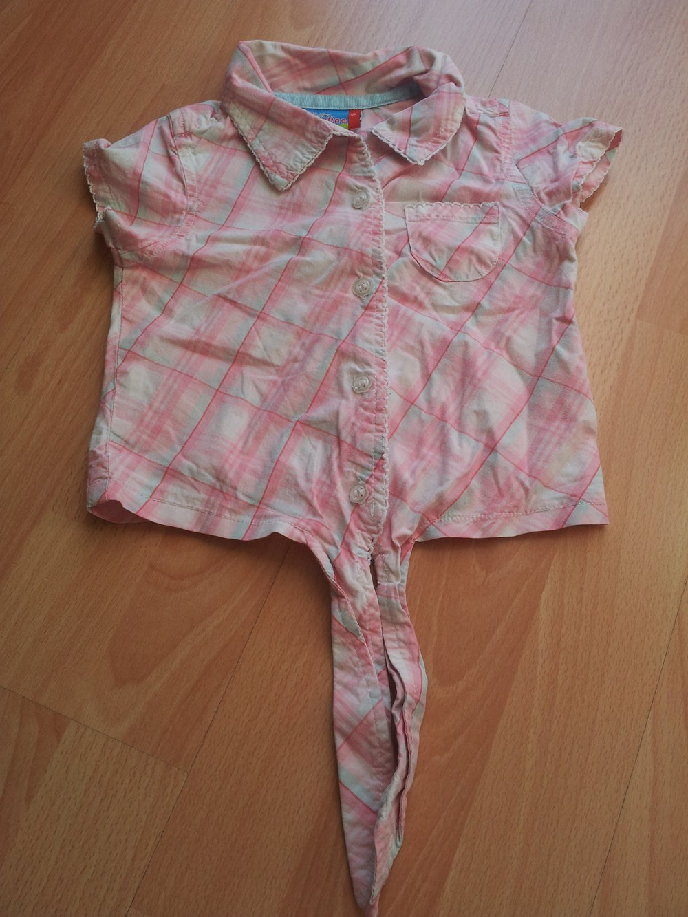  Shirt Hemd rosa weiß kariert Gr. 80 zum Knoten