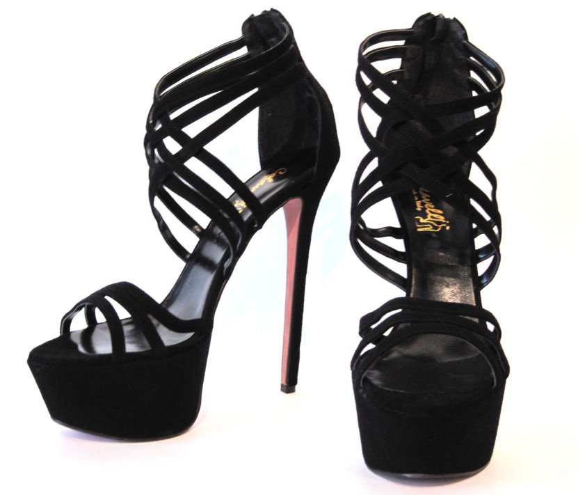 Sexy Plateau Sandalette Highheels Gr. 43 schwarz neu