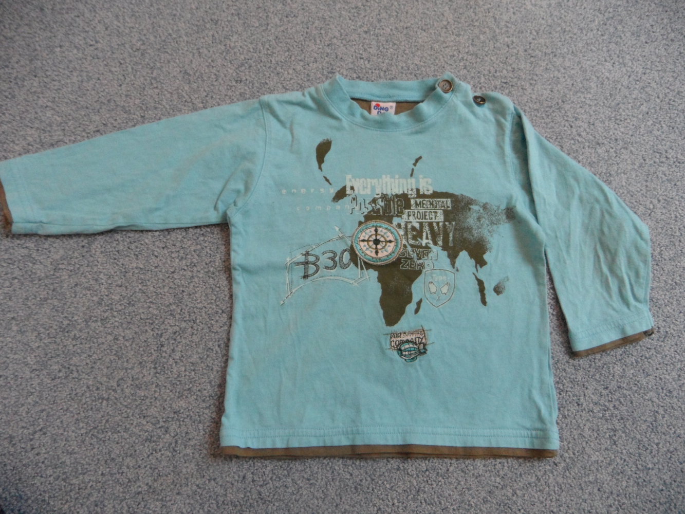 DingDong Langarmshirt mit Weltkarte für kleine Abenteurer