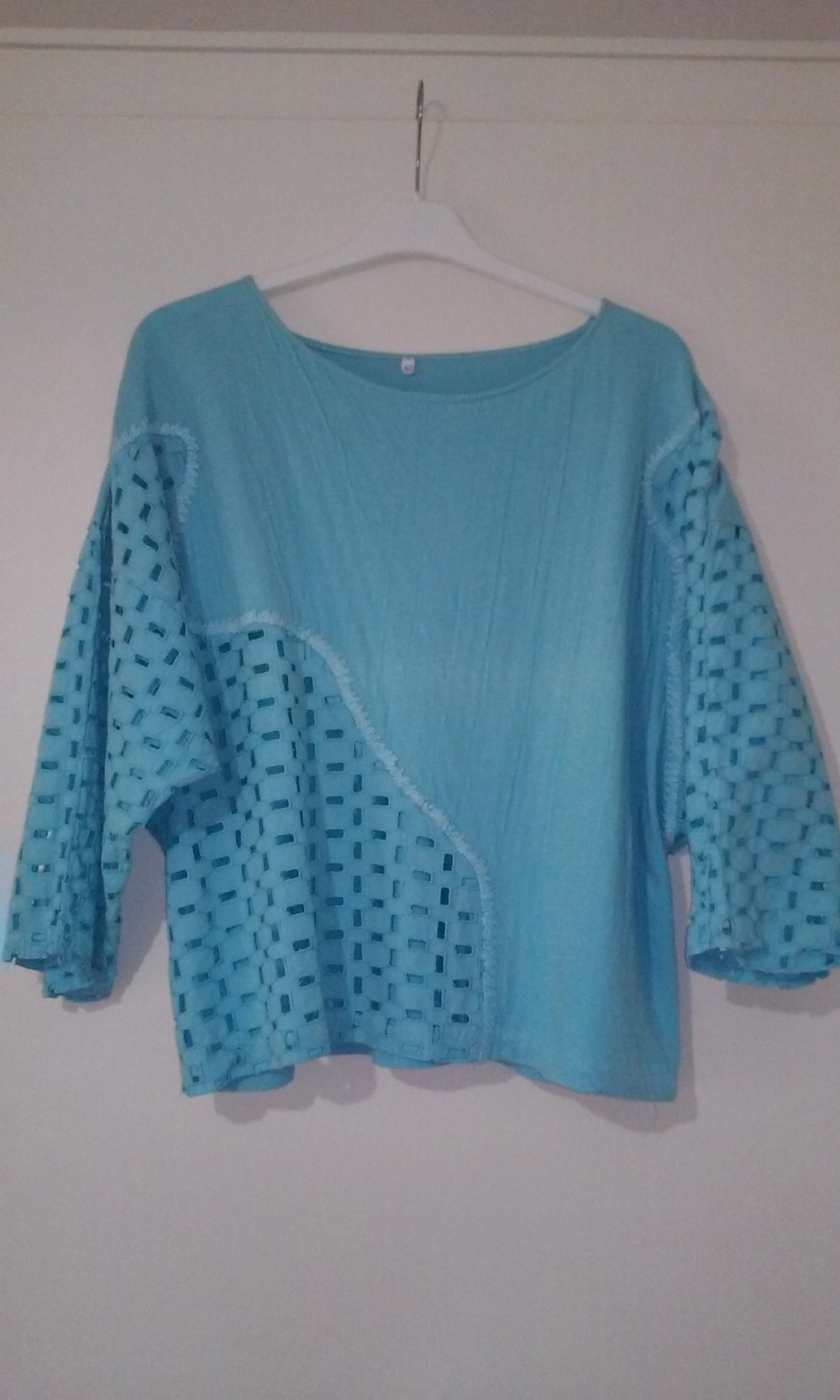 Baumwollshirt Shirt T-Shirt Pulli Sweatshirt Rundhalskragen Sommershirt Türkis