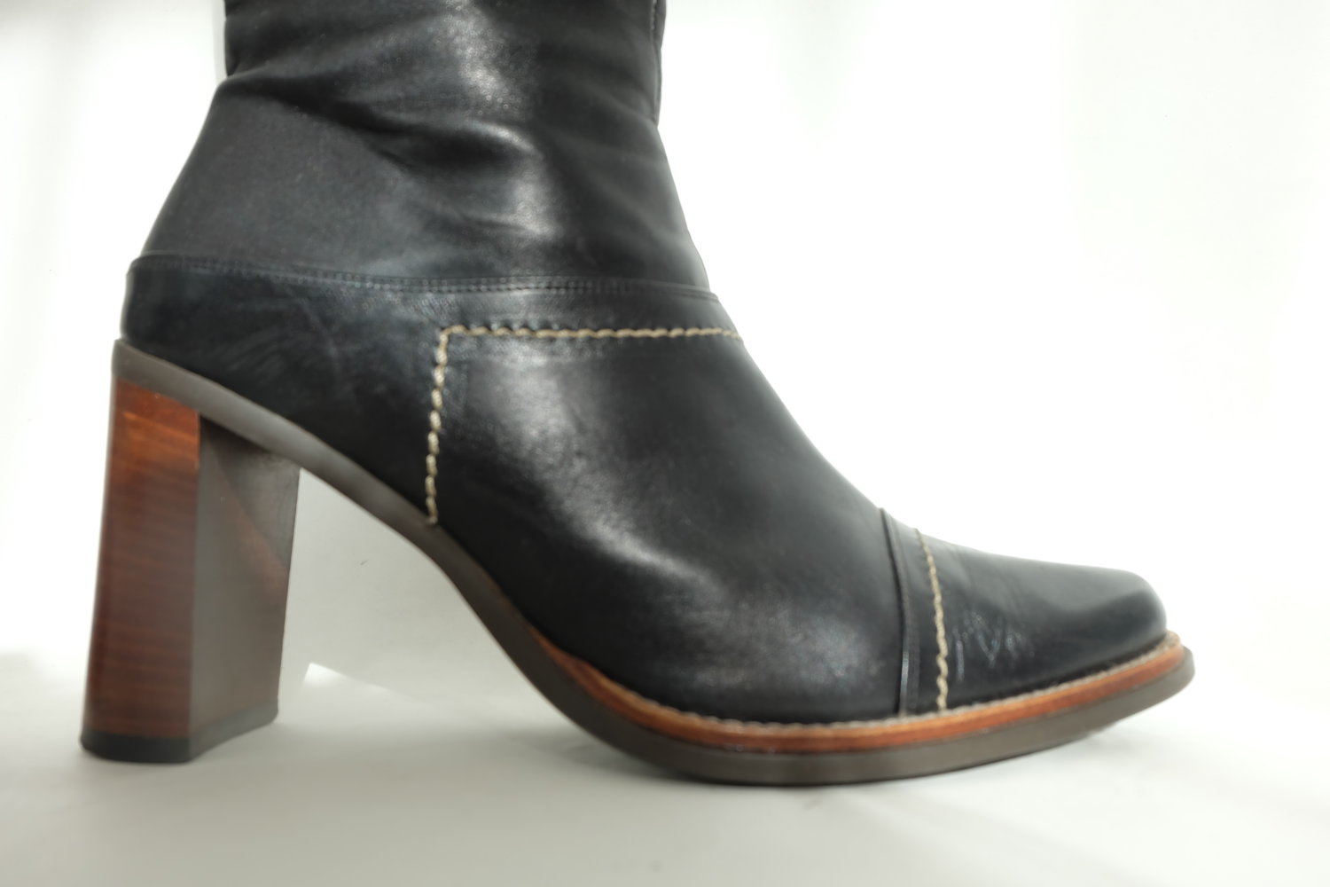 Leder High Heels Stiefel, Boots, Made In Italy Gr 37 Schwarz NKP um 299 €