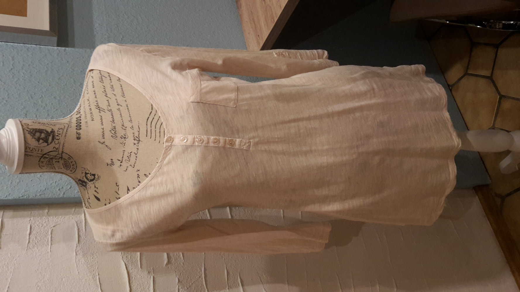 rosa rose lang Shirt longsleeve grM/38 leicht dreiviertelarm chic