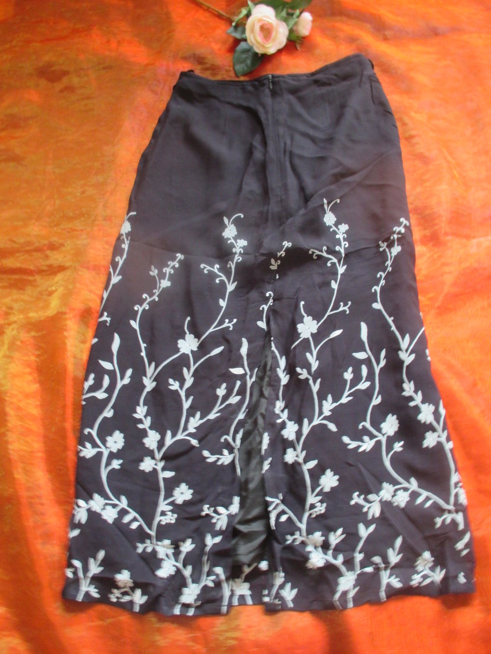  NEU * Blüten- Rancken * Flower- Power * Maxi * Seiden- Gorgette * Rock 