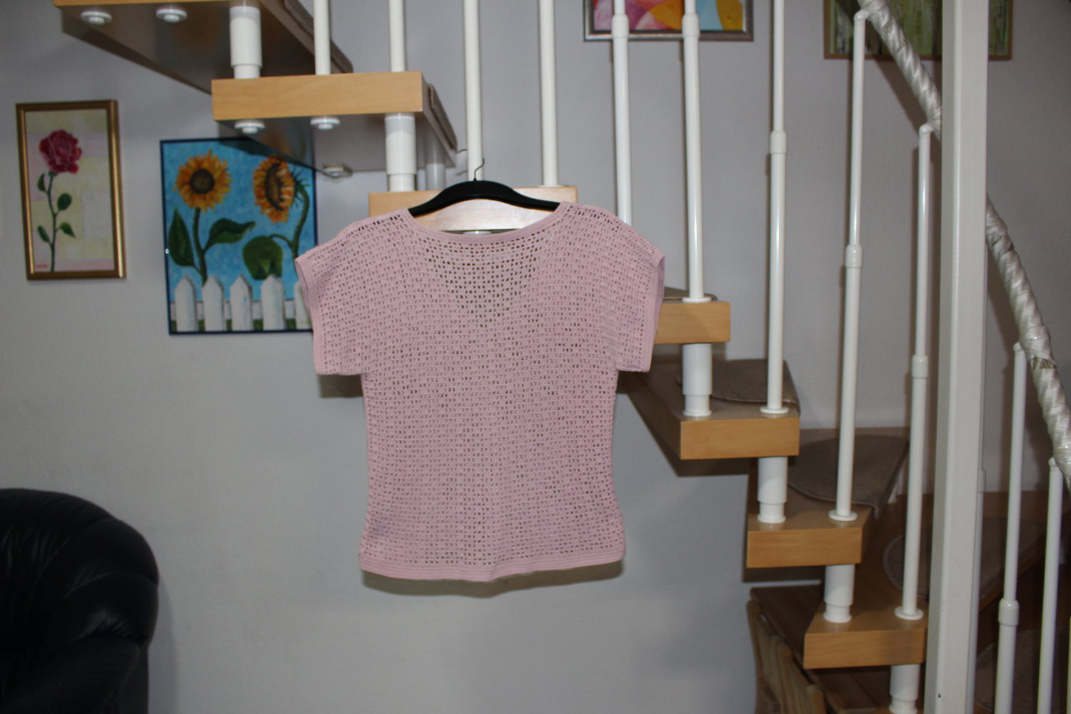 360. Einzelstuck! Häckelshirt, Gr. 38, handgemacht, Farbe - altrosa