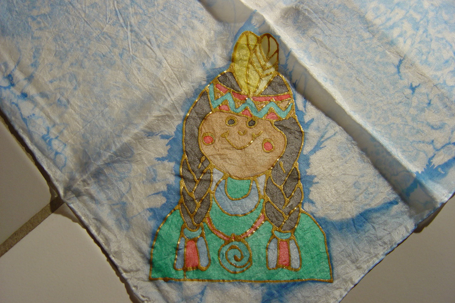 Seidentuch mit Motiven, 58x64cm