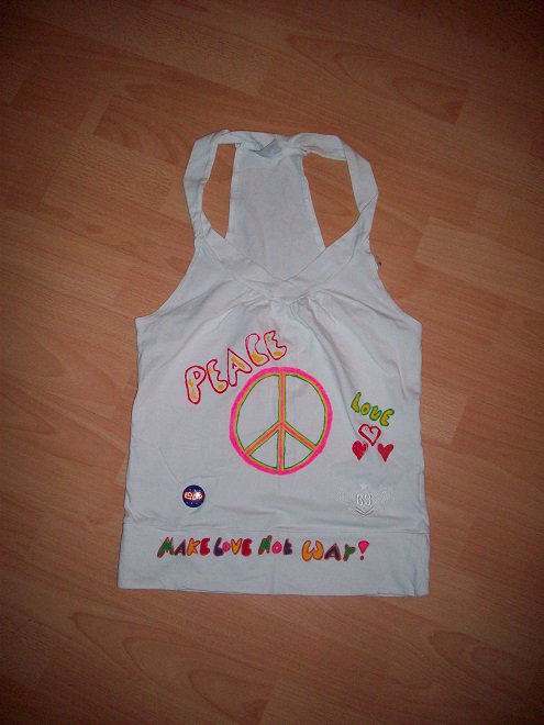 Hippie Top, Shirt, Peace, Bunt, Gr. S