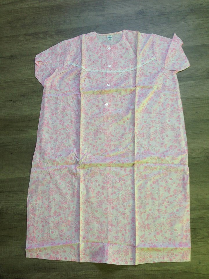 Romantisches rosa Rüschen-Floral-Nachthemd - Vintage Retro Antik-Original!