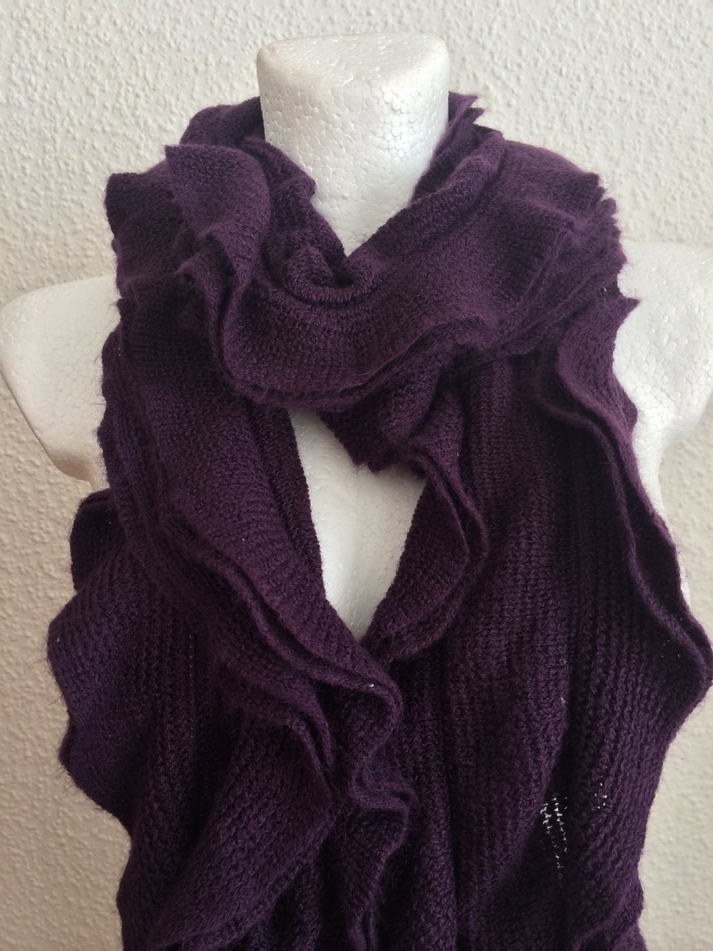 Schal, Lagenlook, Vario Volant Rüschen, Lila, Aubergine, 