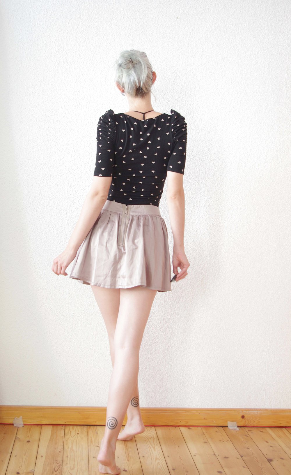 Süßer Skaterrock nude Schleife Gr. 36/38 S highwaist