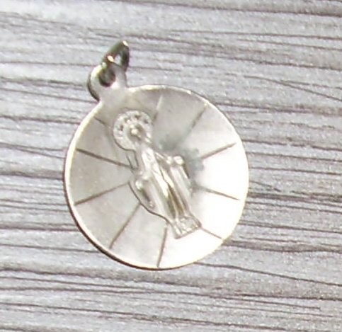 Madonna, Talisman, 70er Jahre, Schmuck, silberfarben, Stainless Steel,Lourdes Vintage Ungetragen! Glücksbringer, Anhänger Medaillon