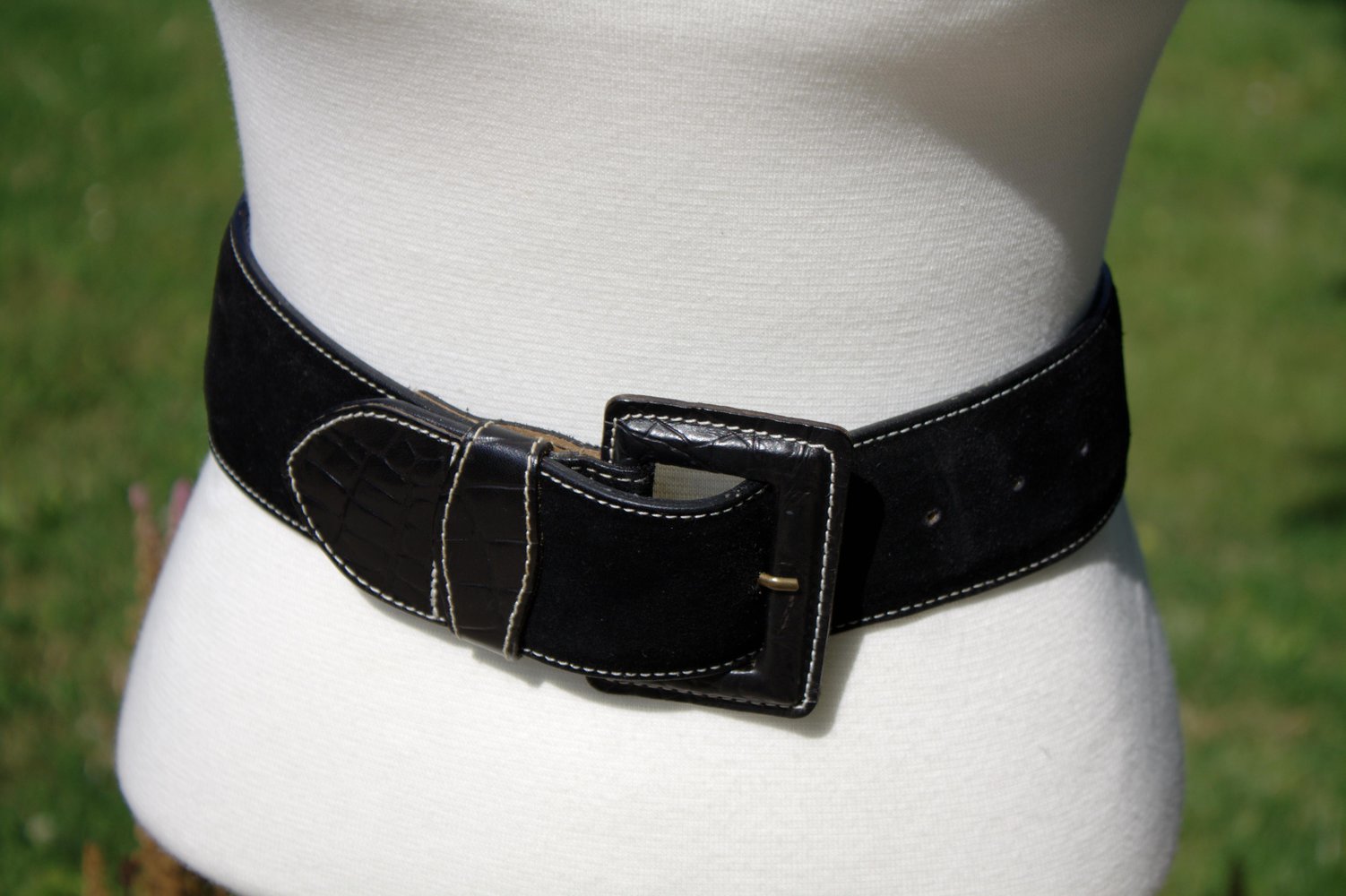 Gürtel breit Leder vintage Benetton schwarz XXS