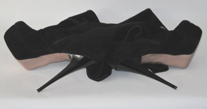 Sexy High Heels Wildleder Overknee Stiefel mit Plateau, schwarz, Gr. 43