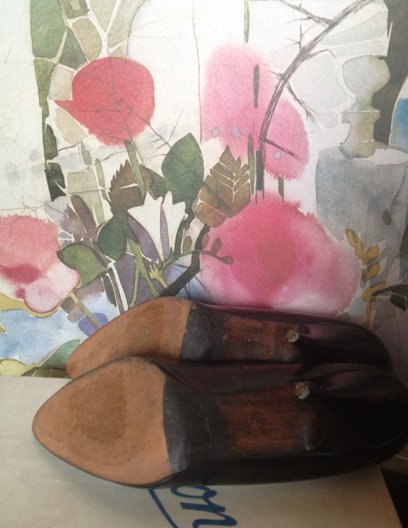 60er Jahre Leder Pumps Schwarz