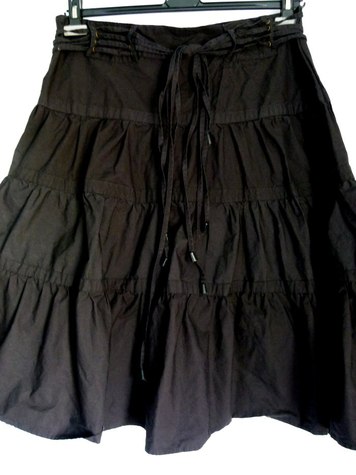 Stufen Rock im Westernstil, schwarz, wadenlang, Gothic Boho Mori Retro Rockabilly Festival Goa