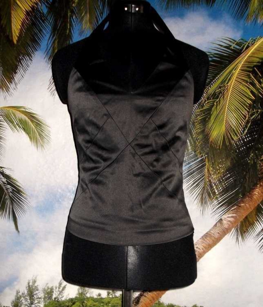 H&M Neckholder-Top * Gr. 34 * schwarz glänzend * Satinoptik