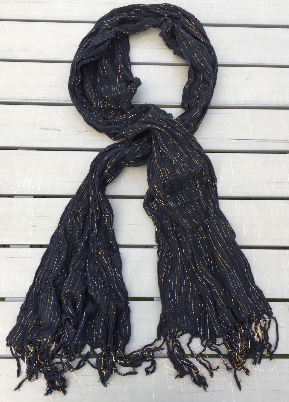 SCHAL Tuch LUREX schwarz / gold / silber