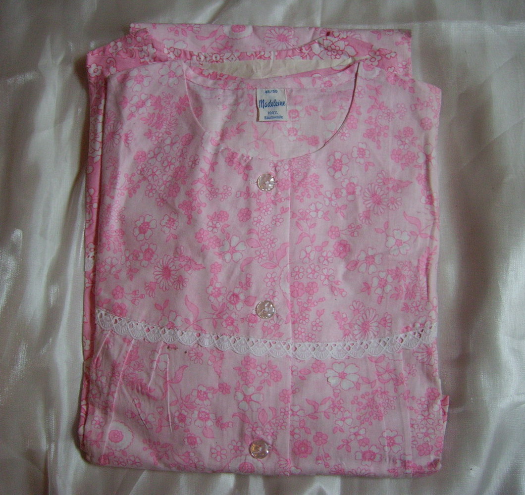 Romantisches rosa Rüschen-Floral-Nachthemd - Vintage Retro Antik-Original!