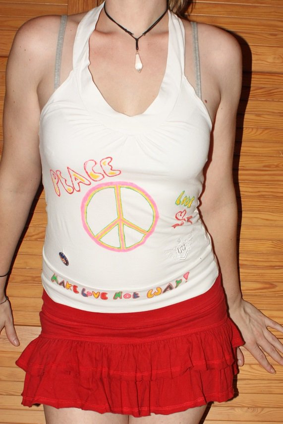 Hippie Top, Shirt, Peace, Bunt, Gr. S