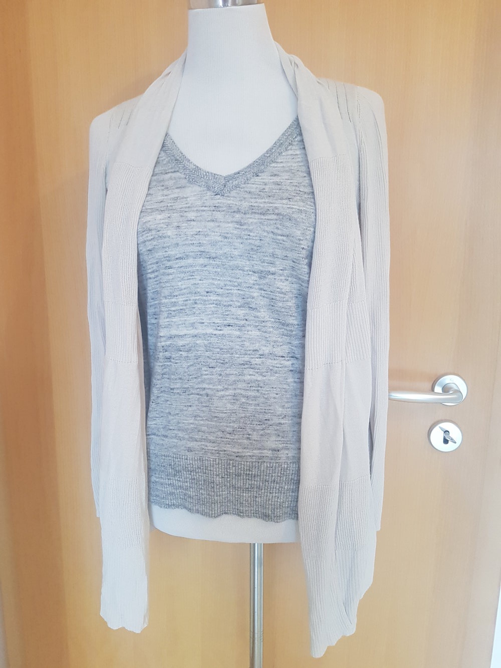 Edle Esprit Sitrickjacke Long Cardigan Beige Nude XS S 34 36