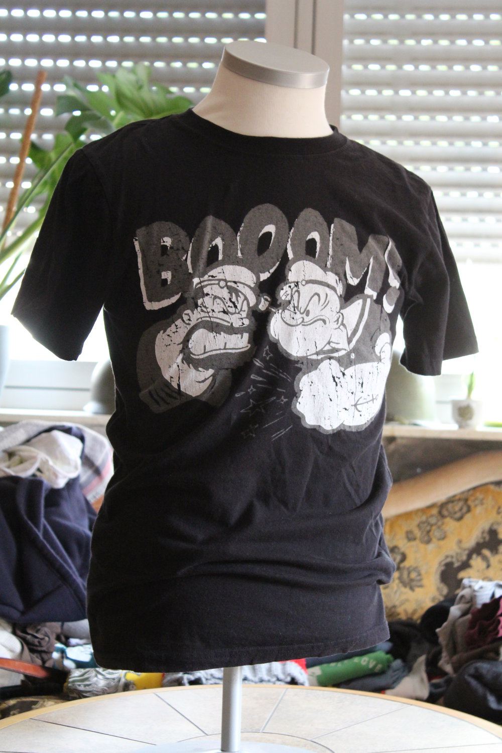 T-Shirt Popeye von Tom Tompson vintage used schwarz Größe S