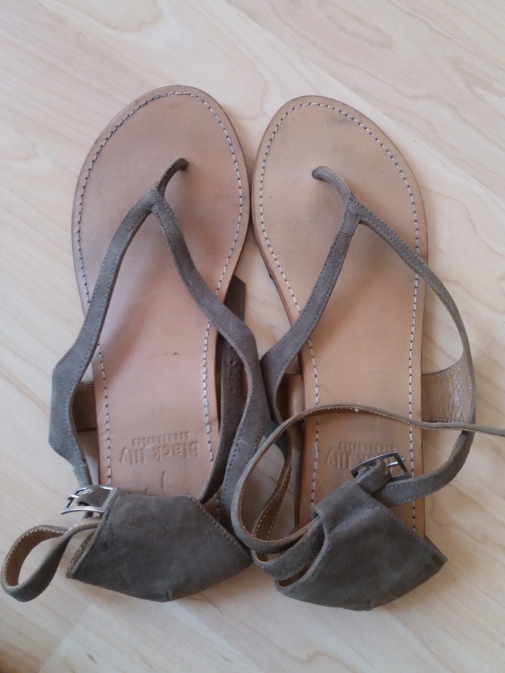 Echt Leder Zehensandaletten Black Lily Braun 37 38