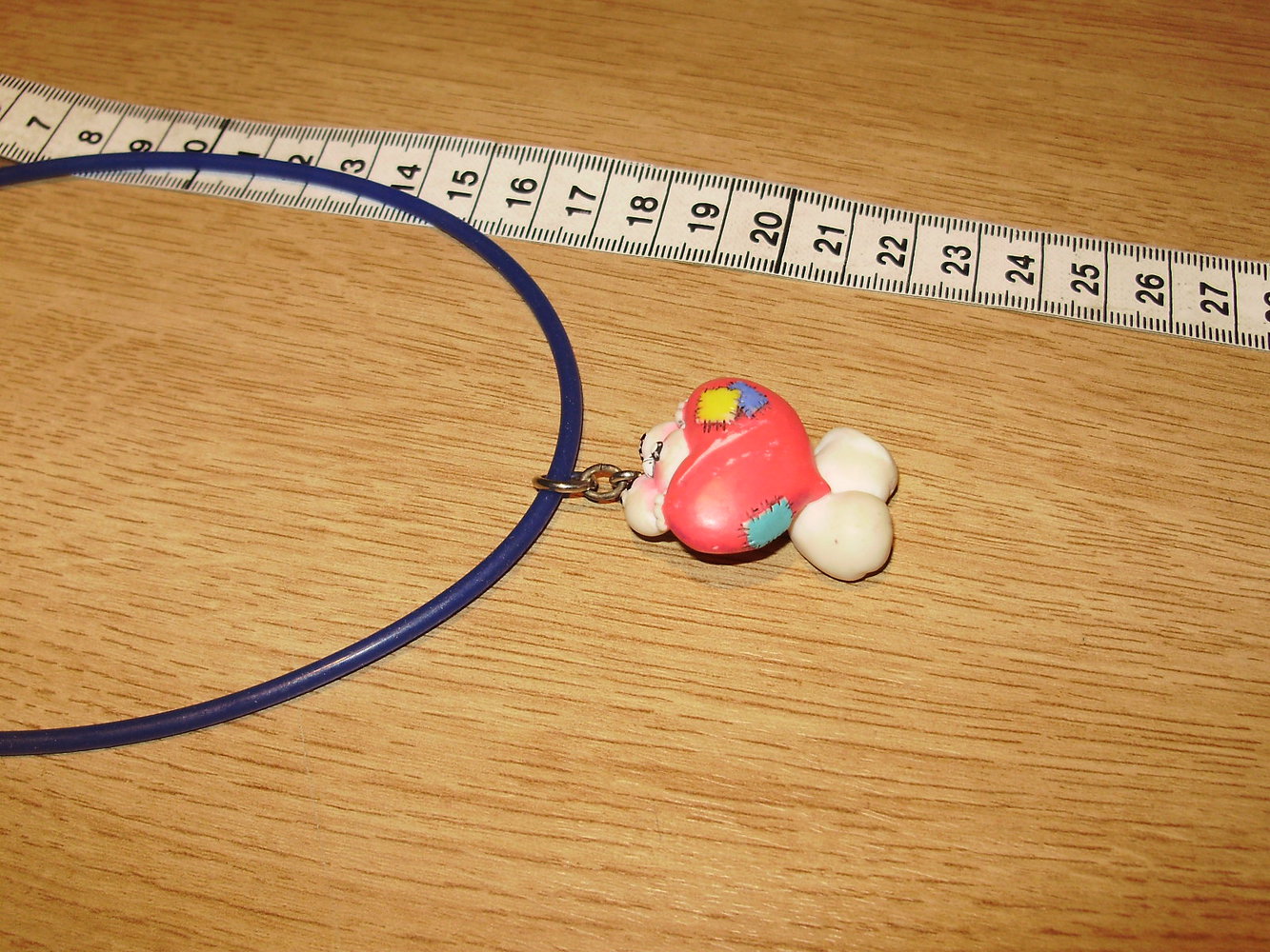 Kette Diddl Figur großes Herz blaues Band NEU