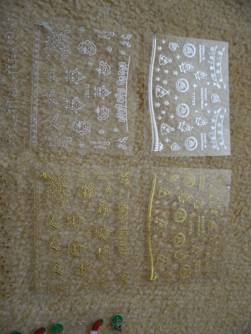 Nagelsticker Weihnachten gold silber und bunt