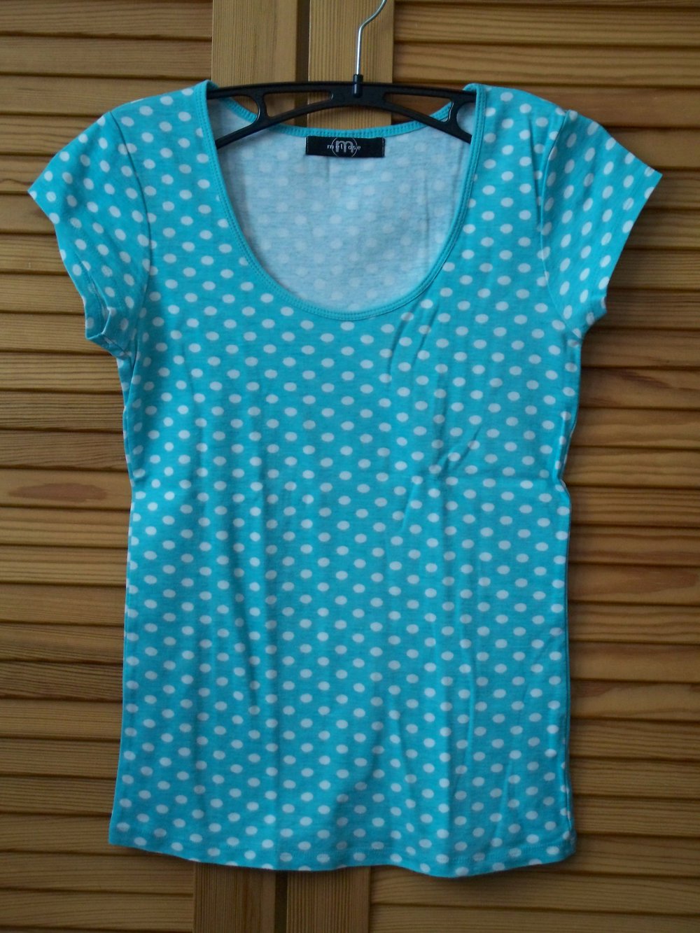 MELROSE// T-Shirt in türkis mit weißen Punkten/ Polka dots