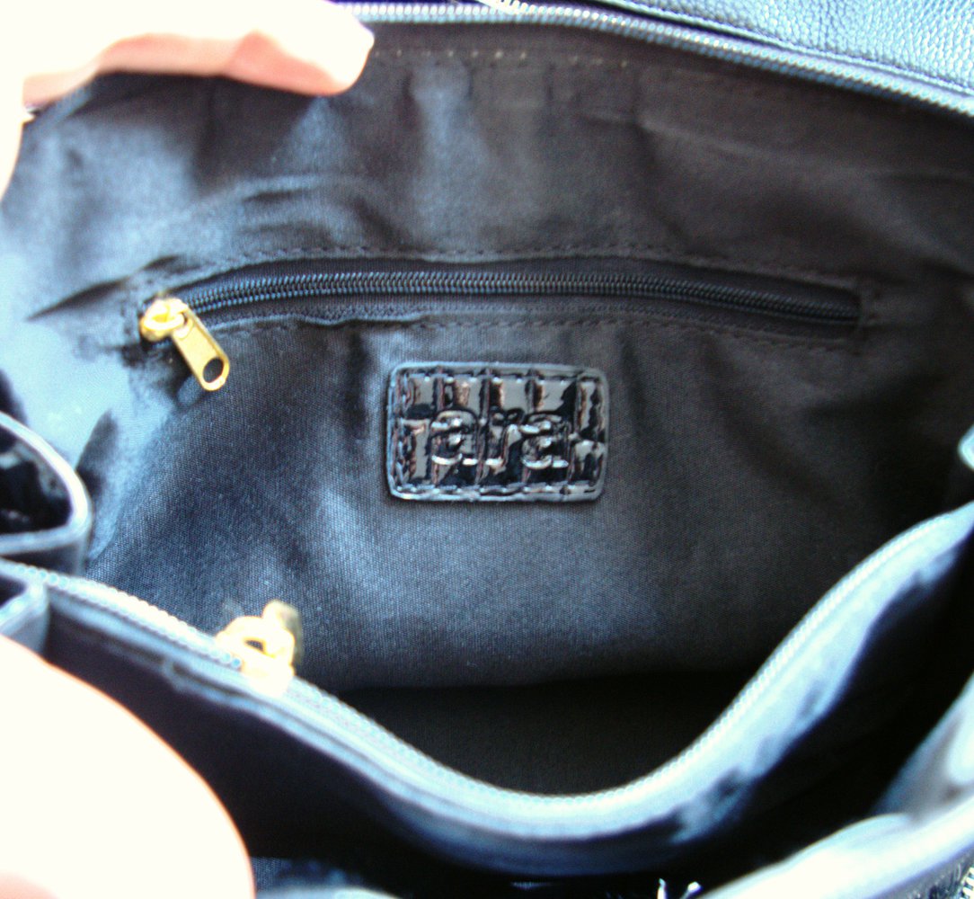 Vintage Handtasche schwarz Lack Musterung Ara gold Clutch