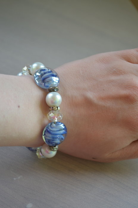 Blau weißes Armband 
