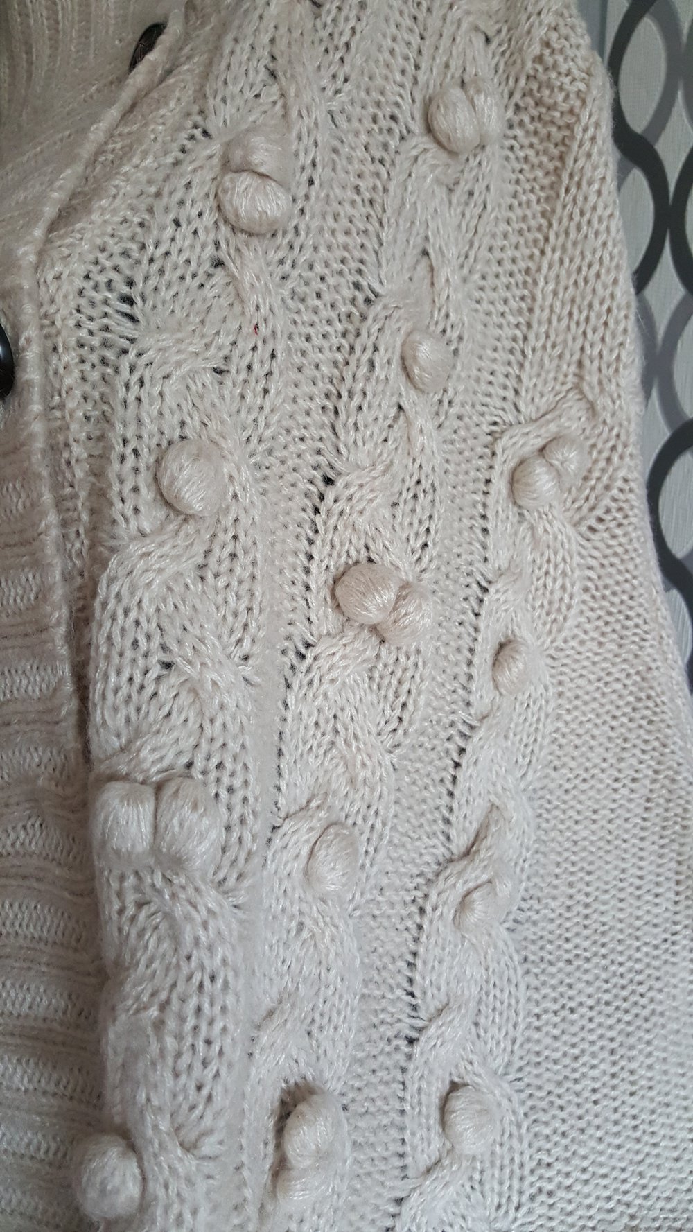 Beige Lolita Poncho mit Muster für Herbst und Winter ausgez. M 38 auch L / XL 40 / 42 evtl. S 36 als Oversize