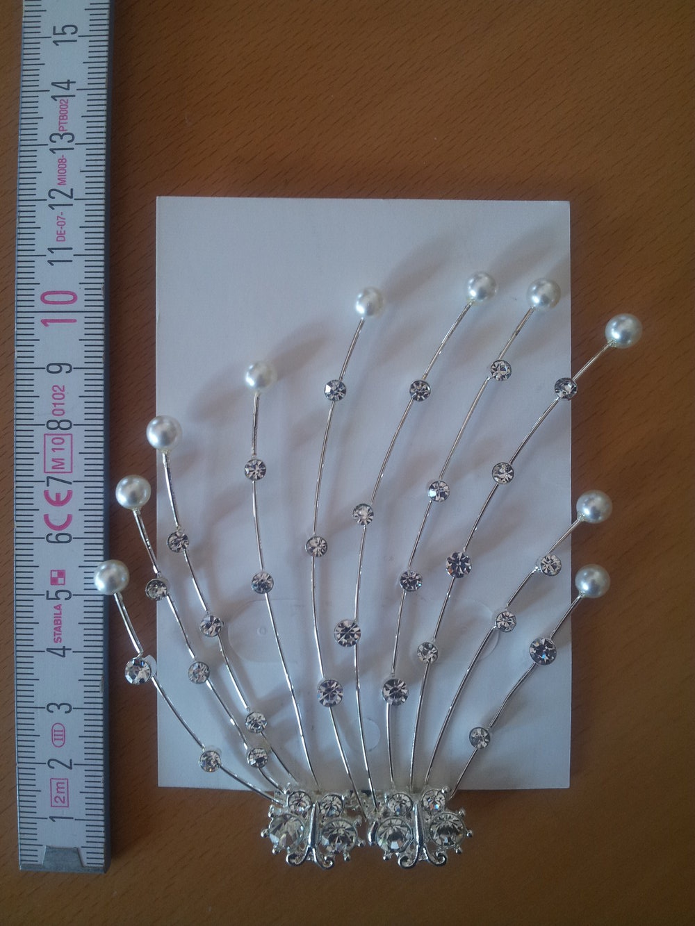 Neu: Haarspange, Strass Steine, Perlen, Silber