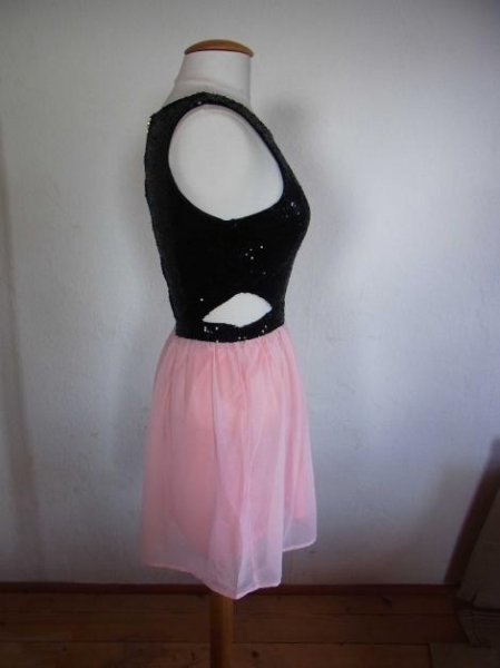 Cutout Abiballkleid mit Chiffon und Pailetten XS S 34 36