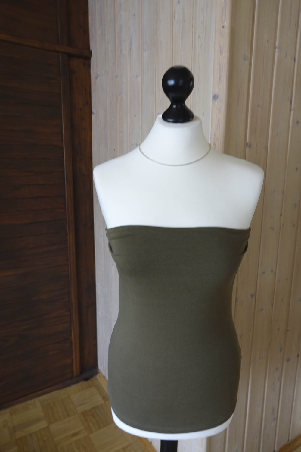 Basic Bandeau Oberteil in Khaki