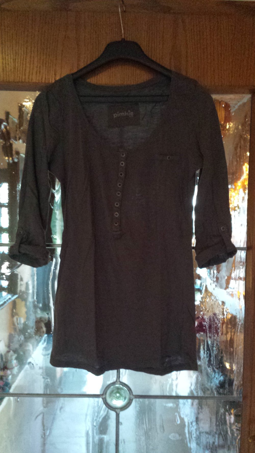 graues 3/4-ärmliges Oberteil