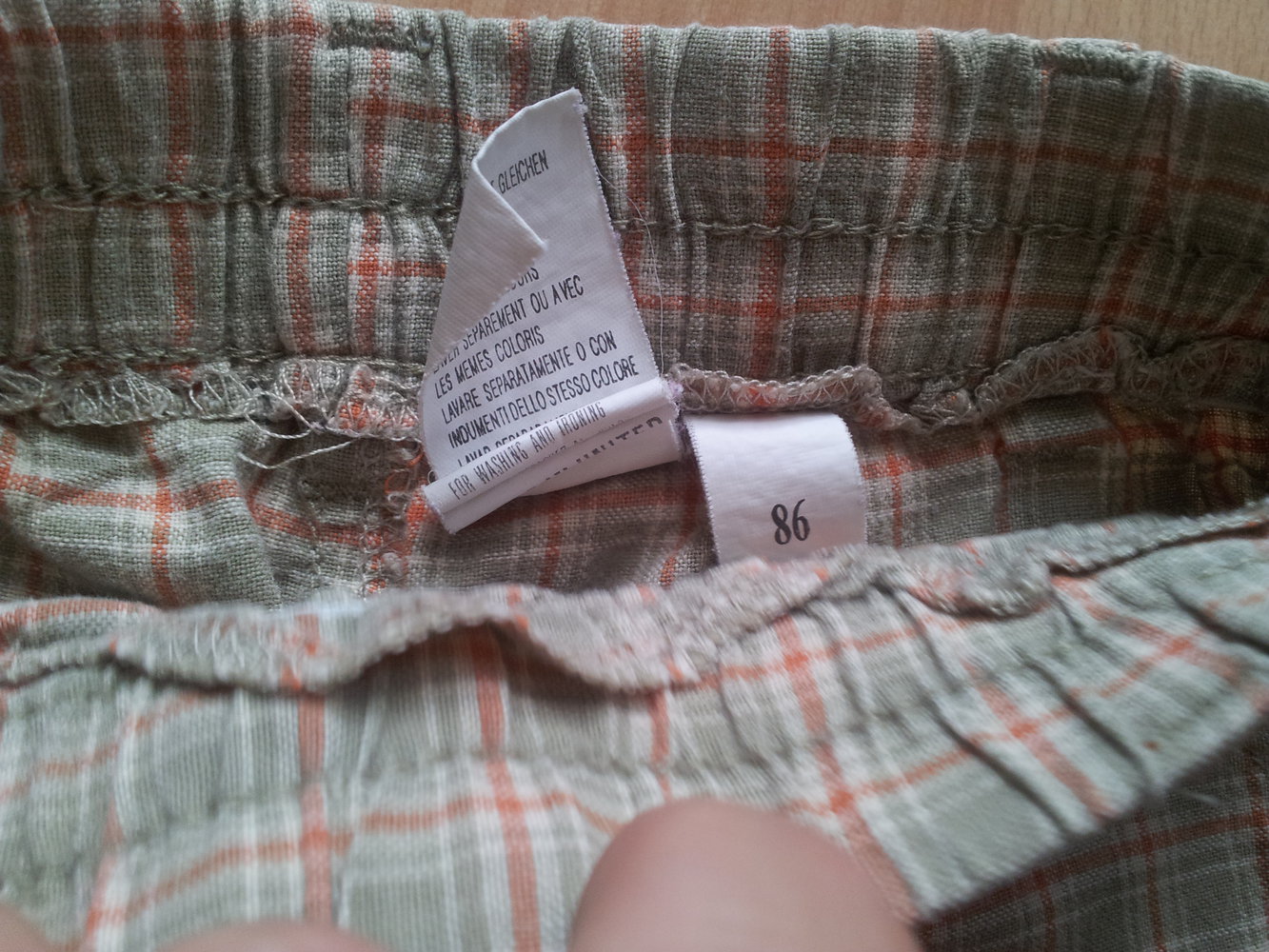 kurze Hose Sommerhose beide orange kariert Gr. 86