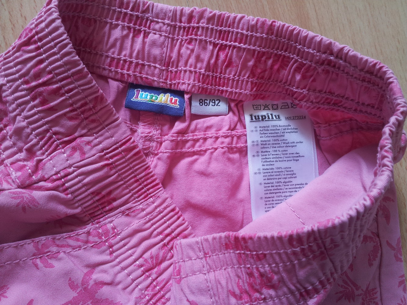  kurze Hose rosa pink Palmen Gr. 86/92