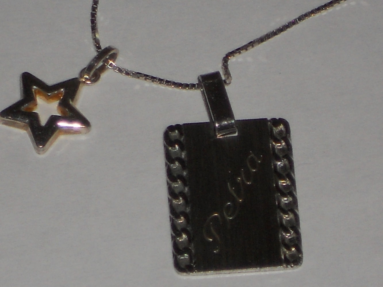 Silber Hals Kette mit Stern und Namen Gravur 935 Silber ( Petra )