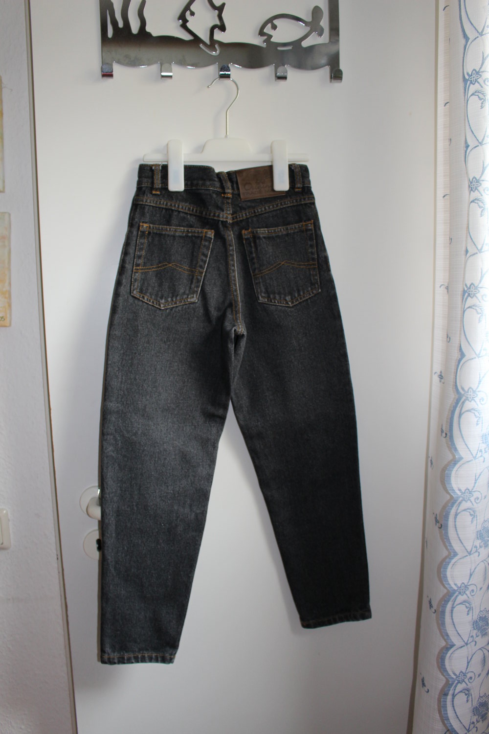 171. Jeans, schwarz, high-waist, Gr. 134
